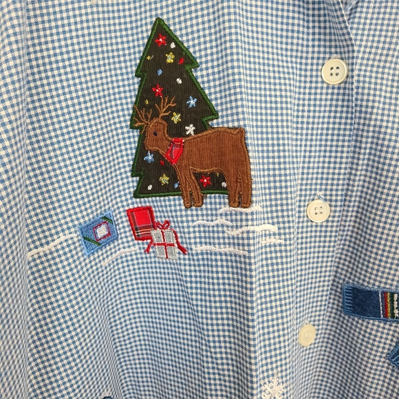 Capacity Woman's Long Sleeve Winter motif Blouse, Size: 1X Color: Blue - Picture 6 of 13